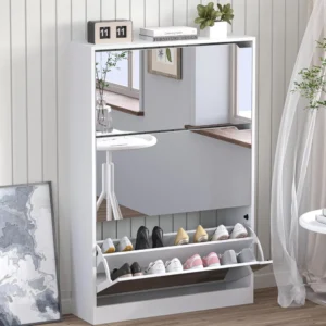 Shoe Cabinet with 3-Flip Mirror Drawers