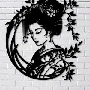 1pc Decorative Art Geisha Metal Wall Sculpture