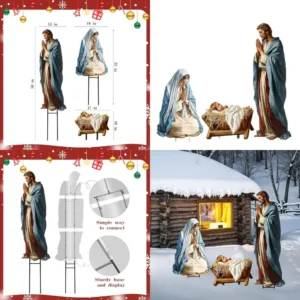 Rustic 3-Piece Nativity Scene Metal Yard Signs