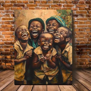 Happy African American Boy Canvas Wall Art