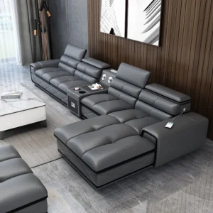 Modern Genuine Leather Sectional Sofa Set